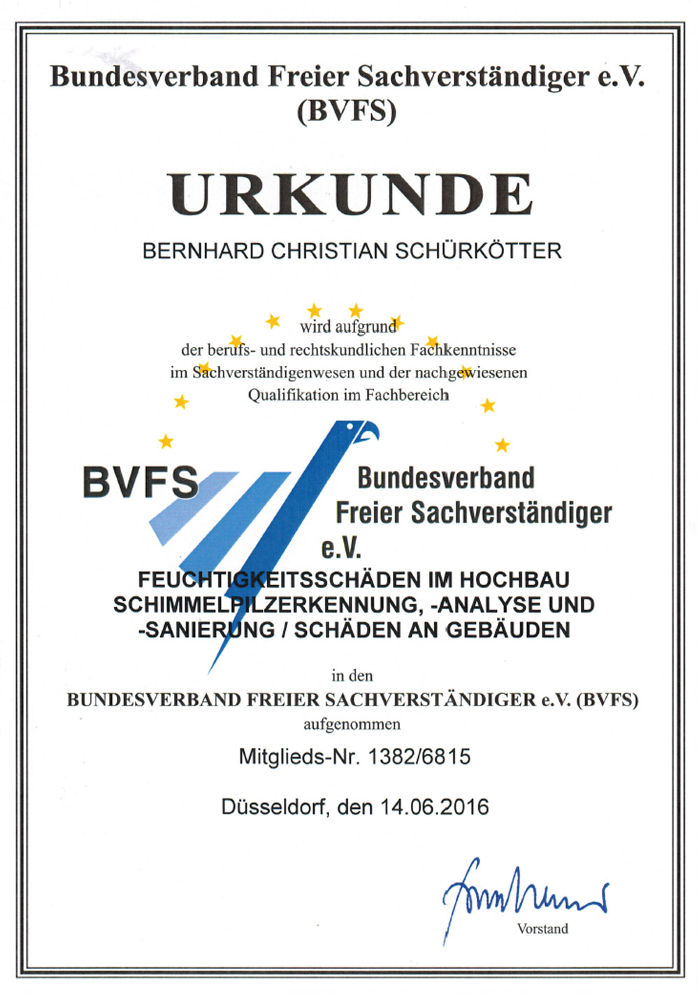 Urkunde BVFS